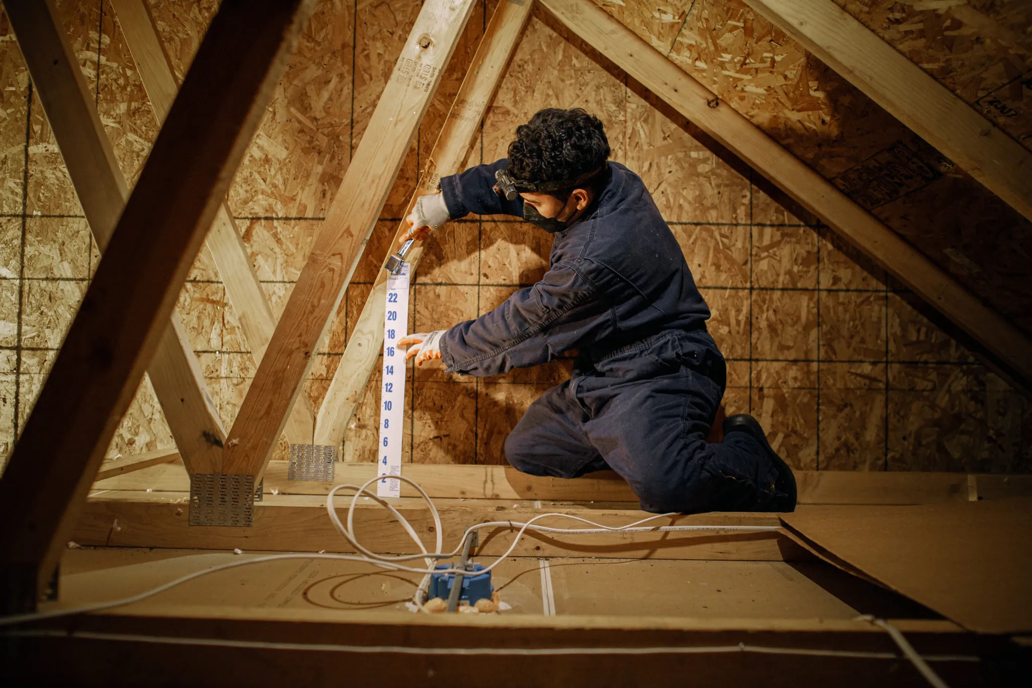 Technician using a diagnostic tool to measure airflow from an outdoor dryer vent in Auburn, WA.